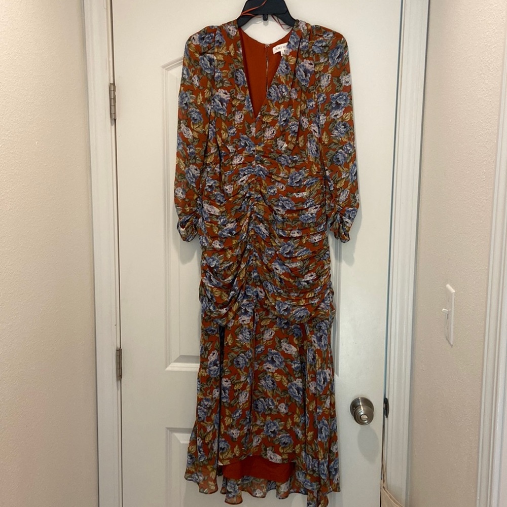 Perfectly Flattering Ruched Floral Fall Cocktail Dress
